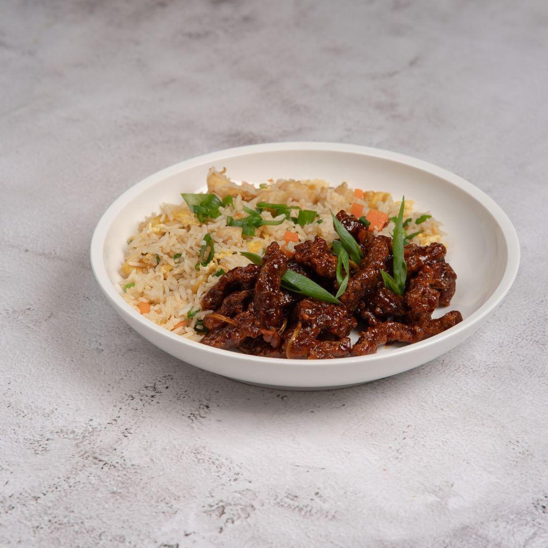 Crispy Beef and Fried Rice Meal